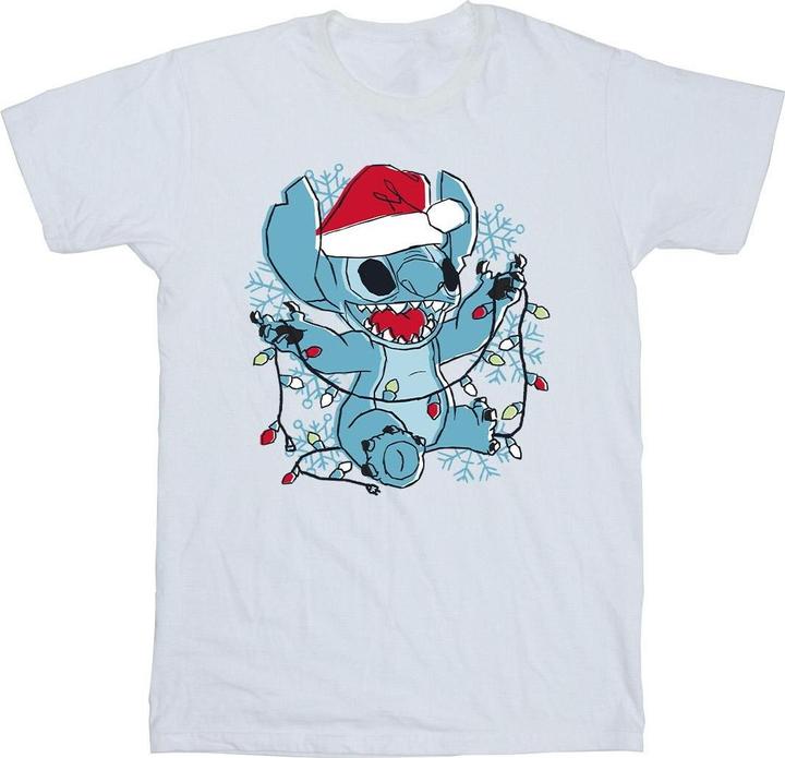 Produktbild Disney Lilo And Stitch Christmas Lights Sketch TShirt (3XL)