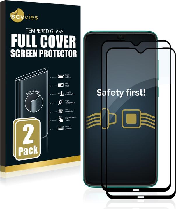 Productafbeelding Savvies Schermbeschermer van volledig gepantserd glas (2 Stuk, Xiaomi Redmi Note 8 2021)