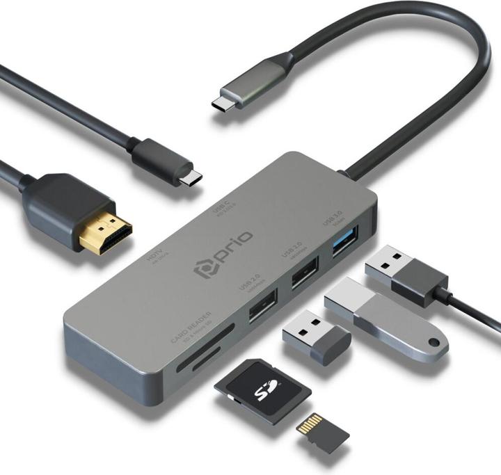 Actual product image prio 7in1 Multiport USB C Adapter (USB, USB)