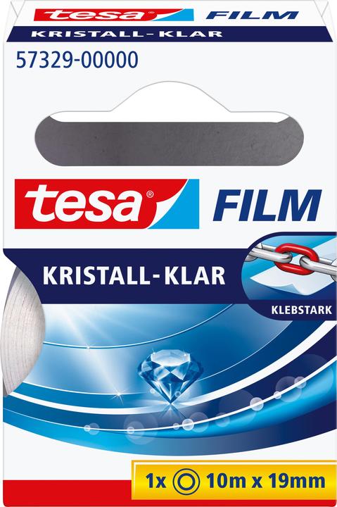 tesa 1x tesafilm KRISTALL-KLAR, hochtransparent, alterungsbeständig, mit starker Haftung (19 mm)