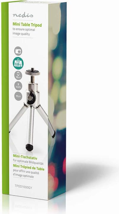 Actual product image Nedis Mini Tripod Pan and Tilt Max. 0.8 kg 13.4 cm Black/Silver 11.0 cm Silver, TPOD (Metal)