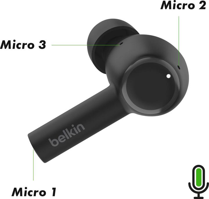 Produktbild Belkin Soundform Pulse juoda True-Wireless In-Ear AUC007btBLK (ANC, 35 h, Kabelgebunden)