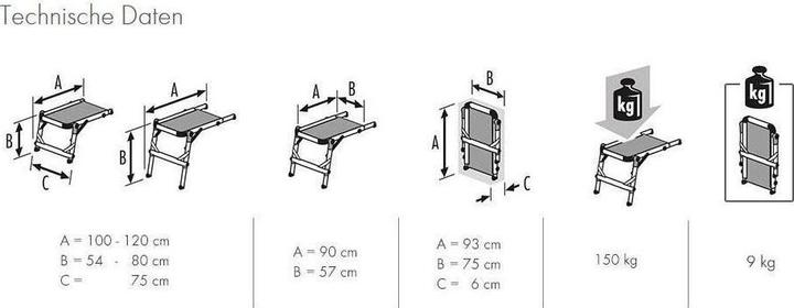 Image du produit Hailo TP1, Palier d'escalier, La solution innovante et sûre pour rénover et décorer votre cage d'escalier (Plate-forme de travail, 93 cm)