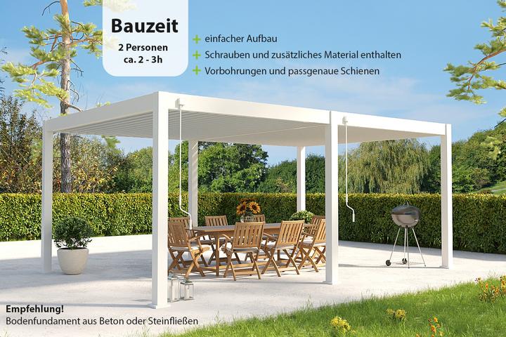 Image du produit Weide Pergola Deluxe Plus 4x6m avec toit à lamelles Blanc (400 cm, 600 cm)