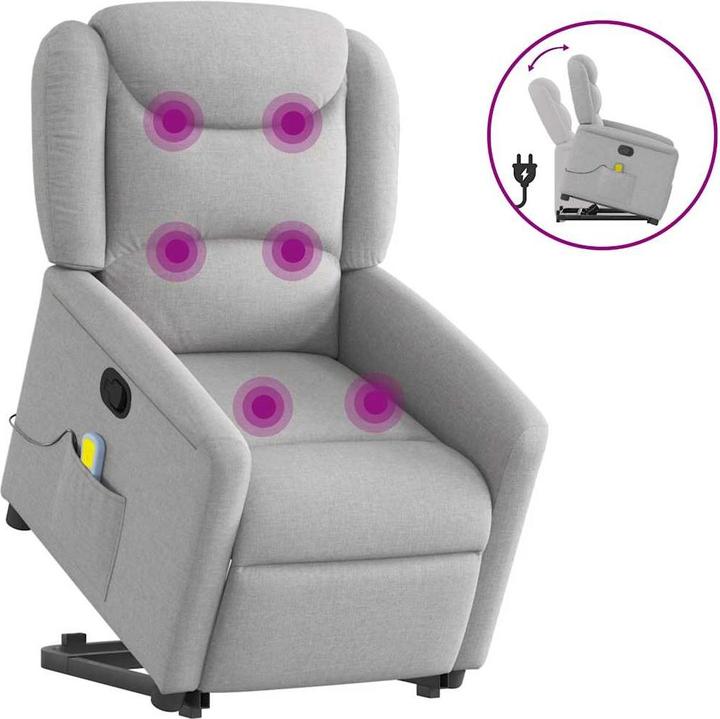 Produktbild VidaXL Massagesessel mit Aufstehhilfe Wolkengrau Stoff