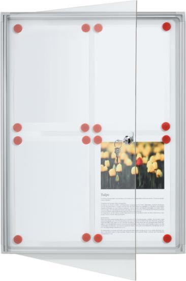 Produktbild Franken Flachschaukasten 79x98x3.5cm Innenbereich magnetisch Flügeltuer Alu