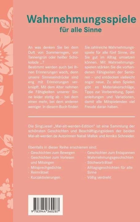 Actual product image Wahrnehmungsspiele für alle Sinne (German, Natali Mallek, Annika Schneider, 2019)