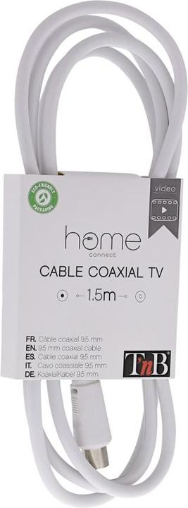 Actual product image T'nB CÂBLE ANTENNA COAXIAL 1,5M M/F (BLANC) (Antenna cable)