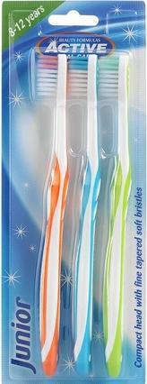 Actual product image Beauty Formulas Active Oral Care - Junior 8-12 Years Toothbrushes For Children 3 Pcs. (3 x)