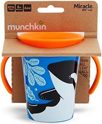 Actual product image Munchkin tutorial cup with handles, orca, miracle 360 Wildlove, 6 months +, 177 ml, 05177502