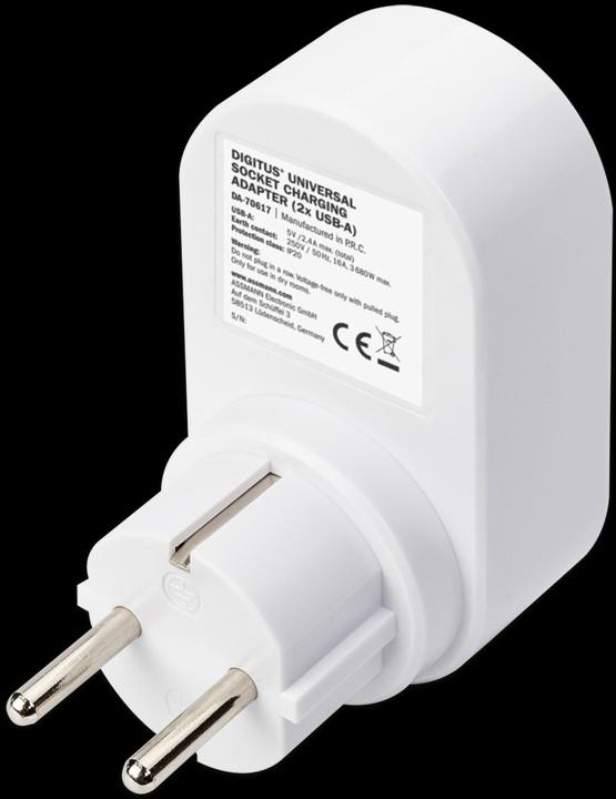 Actual product image Digitus Universal socket adapter 2 x USB-A (2 x, 2-pole)