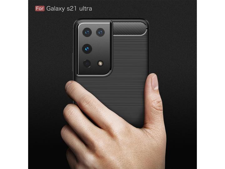 Actual product image Screenguard Samsung Galaxy S21 Ultra Cover Carbon Brushed Soft TPU (Samsung Galaxy S21 Ultra)