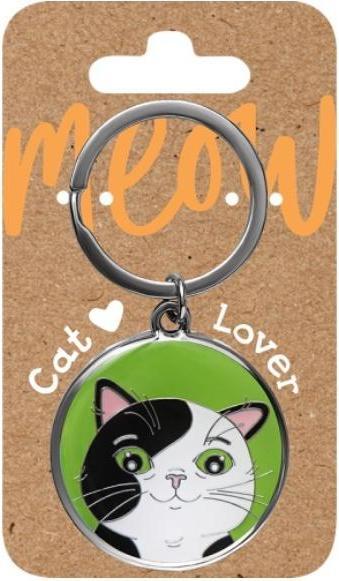 Image du produit Be happy gifts Schlüsselanhänger für Katzenliebhaber - schwarz-weisse Katze