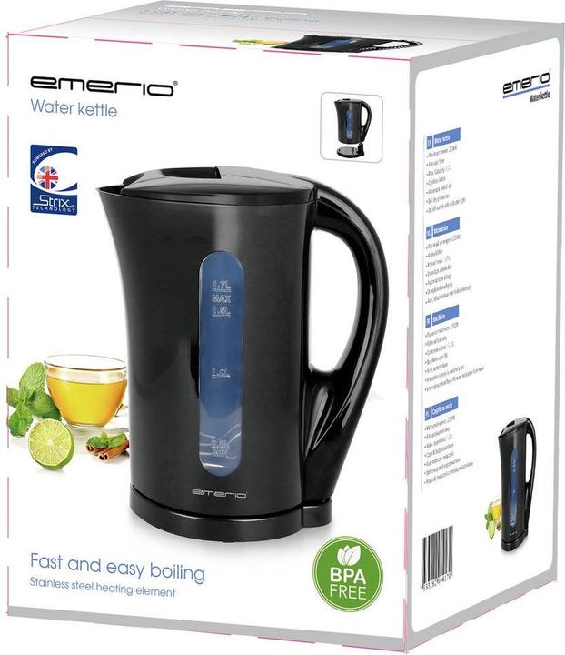 Immagine prodotto Emerio WK-123483 Bollitore senza BPA, protezione dal surriscaldamento Capacità nera (1.70 l)