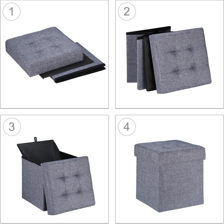 Actual product image Relaxdays Storage Ottoman, Foldable