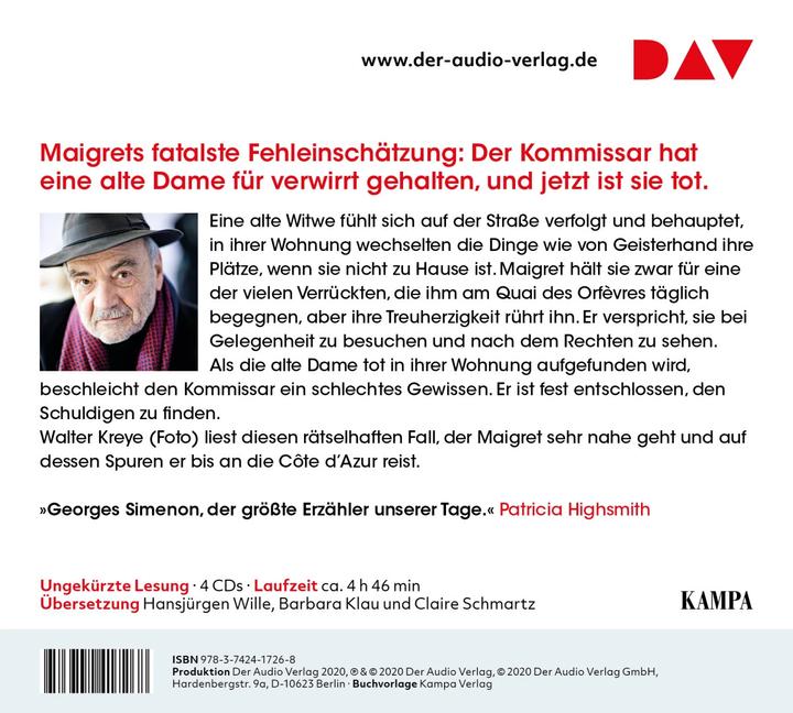 Produktbild Maigret und die verrückte Witwe (Georges Simenon, Barbara Klau, Claire Schmartz, Walter Kreye, Hansjürgen Wille, Wolfgang Stockmann, Deutsch)