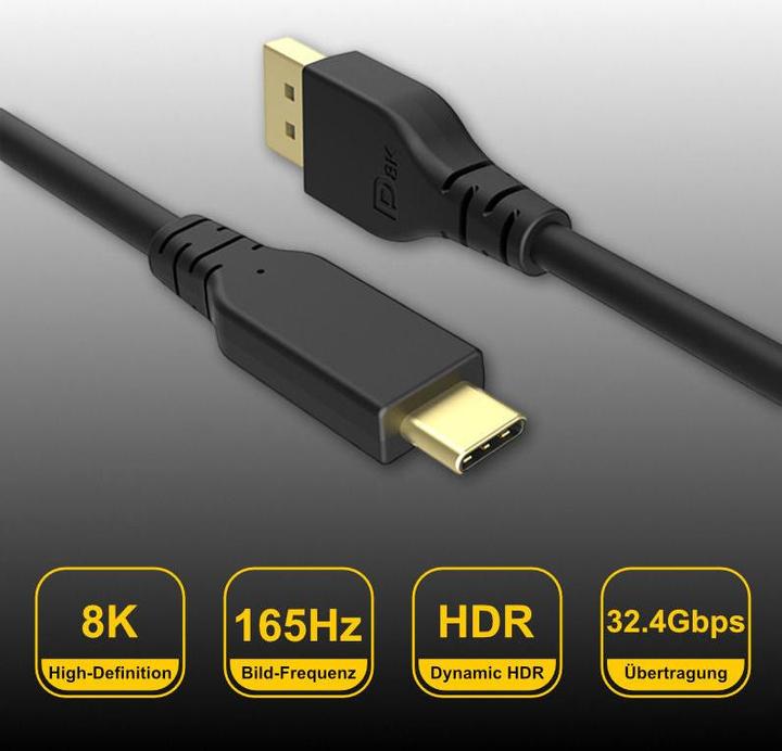 Produktbild Hermex USB-C zu DisplayPort 5m USB-C zu DP Anschluss USB-Typ-C zu DP Kabel (5 m, DisplayPort)