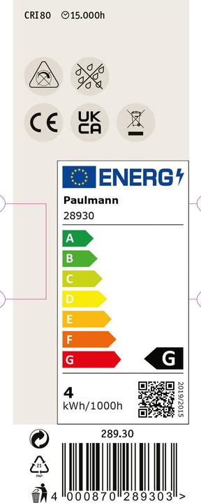 Energy Label Paulmann Reflector set of 3 (GU10, 3.50 W, 250 lm, 3 x, G)