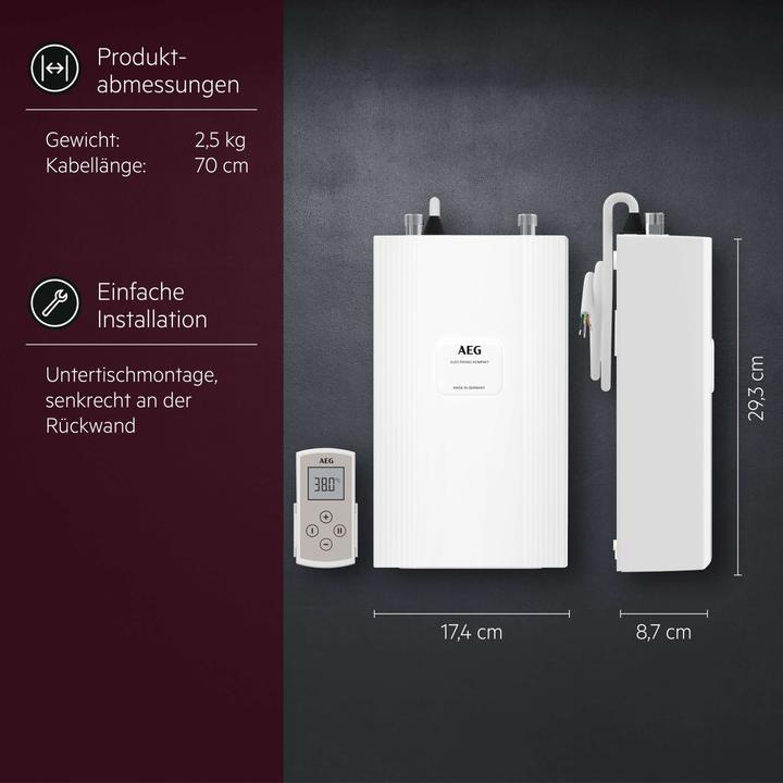 Actual product image AEG Haustechnik DDLE Kompakt FB 11/13 kW Compact instantaneous water heater for the kitchen, remote control, 400 V