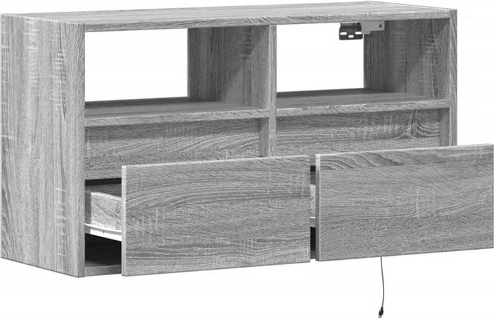 Actual product image VidaXL TV cabinet Wall unit Lowboard Hanging with LED lighting Grey Sonoma