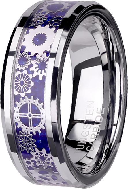 Actual product image Star Piercing Ring silver blue carbon with steam punk (67)