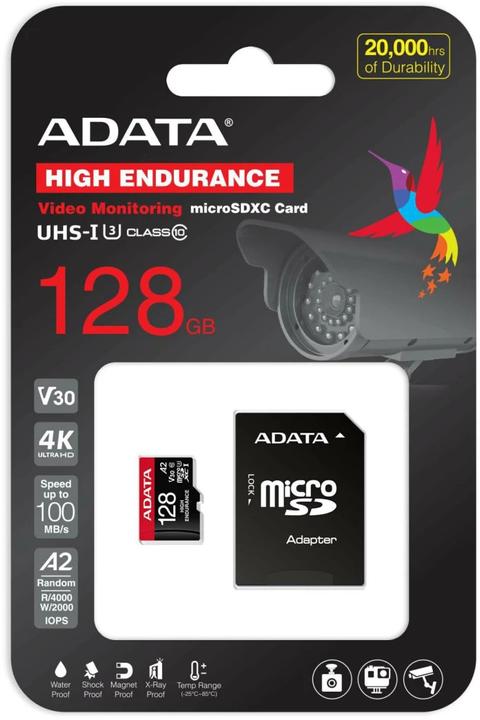 Actual product image Adata microSDXC card High Endurance 128 GB (128 GB, microSDXC, U3, UHS-I)