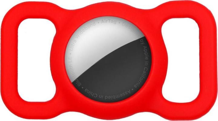 Actual product image Ueli Express Silicone Dog and Cat Collar Holder for Apple AirTag Red