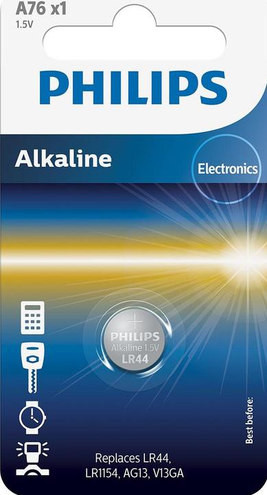 Immagine prodotto Philips Batteria alcalina a bottone LR44 / 76A (1 pz., LR44, 105 mAh)