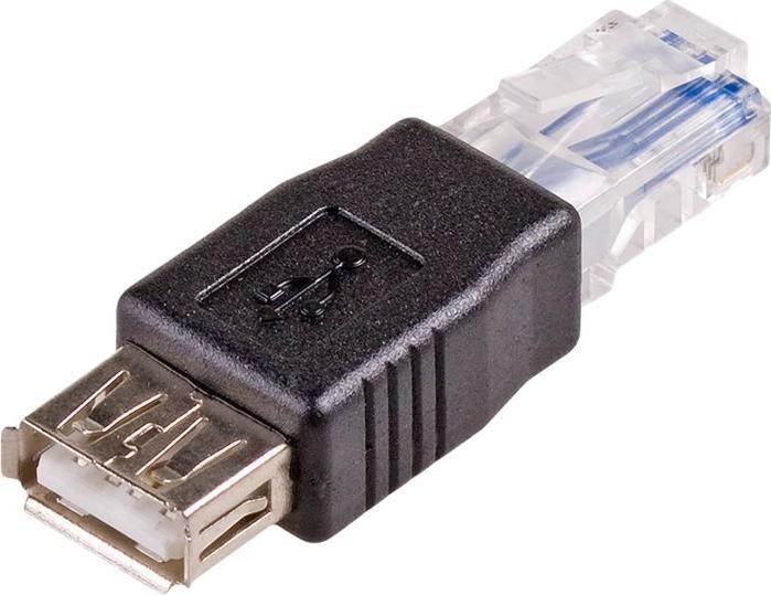 Immagine prodotto Akyga AK-AD-27 cavo con cambio di genere RJ45 USB 2.0 tipo A Nero (RJ45, 5.80 cm)
