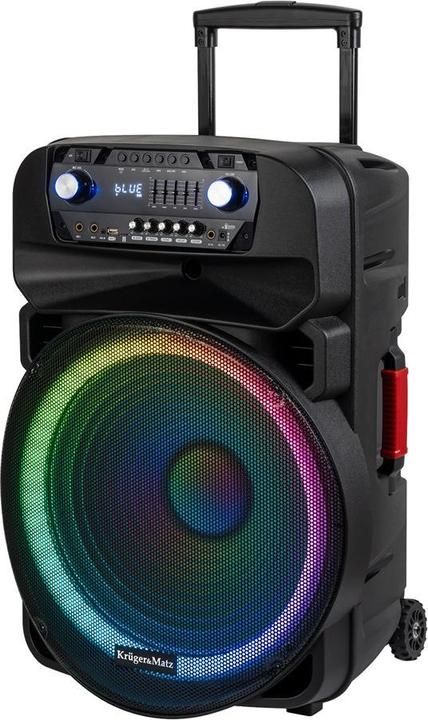 Actual product image Krüger&Matz Active loudspeaker box (with 2 UHF- SD- Bluetooth- FM- USB- LED wireless microphones) 60 watts