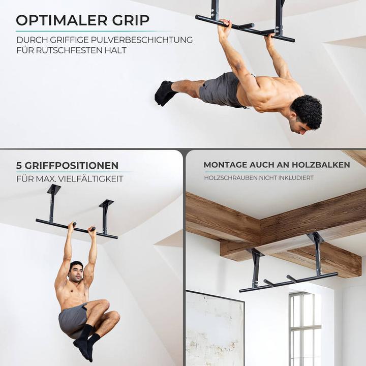 Actual product image Pullup & Dip Klimmzugstange Decke inkl. Klimmzugband und Schrauben