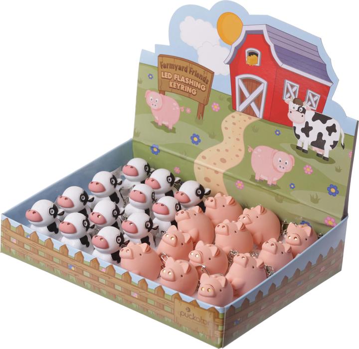 Produktbild Puckator Bauernhof Kuh & Schweinchen LED mit Ton Schlüsselanhänger