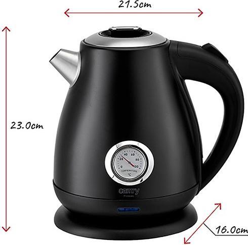 Produktbild Camry CR 1344 Electric kettle with a thermometer 1,7L, Black (1.70 l, EU-Stecker)
