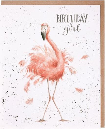 Produktbild Wrendale Design Geburtstagskarte - Flamingo BIRTHDAY GIRL Wrendale Designs (1 Stk.)