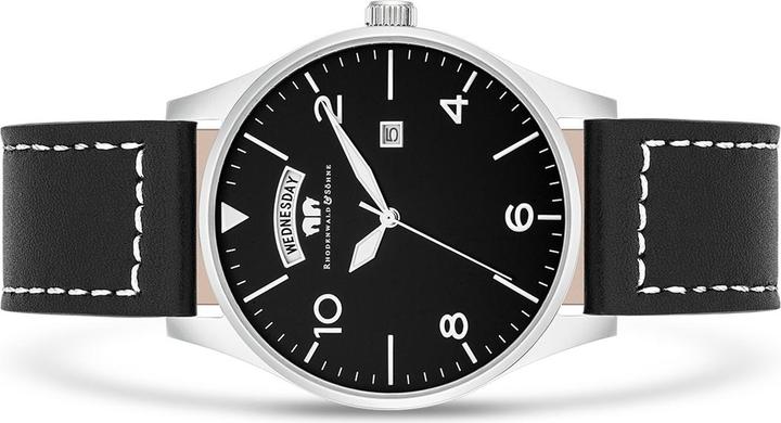 Immagine prodotto Orologio al quarzo da uomo vintage in vera pelle nera - 16418 (Cronografo, 42.90 mm)