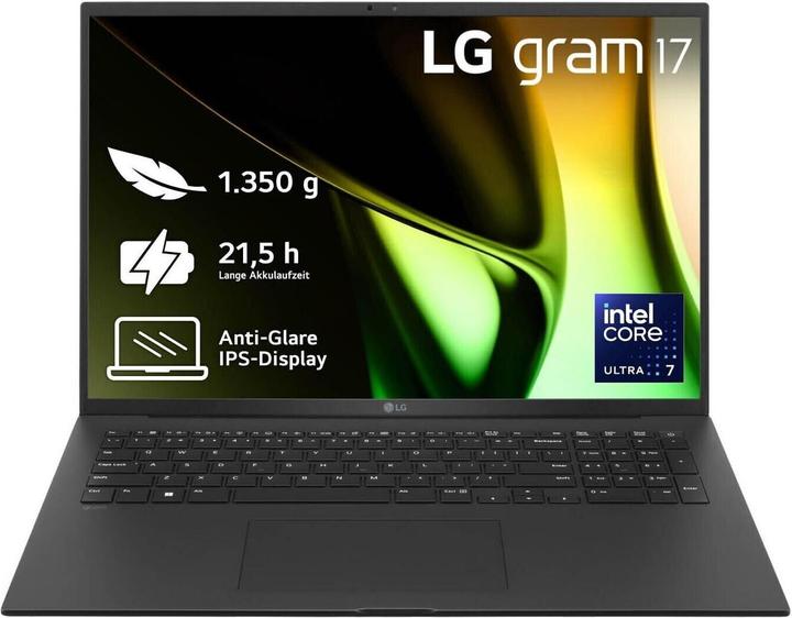 Produktbild LG gram 17" Core Ultra 7 155H 16GB/512GB SSD Win11 schwarz 17Z90S-G.AA75G (17", Intel Core Ultra 7 155H, 16 GB, 512 GB, DE)