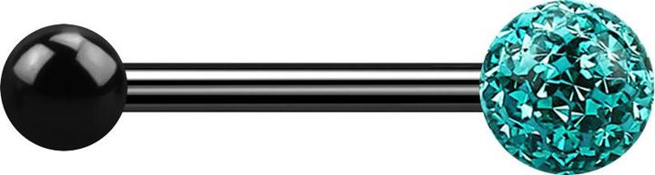 Produktbild Star Piercing Barbell schwarz mit Kugel und Kristallkugel türkis Epoxy Schutzschicht (Titan G23, ohne Messing)