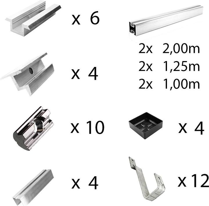 Image du produit Offgridtec Kit de montage avec crochets de toit pour tuiles plates pour le montage de 4 panneaux solaires sur (Matériel de montage du système solaire)