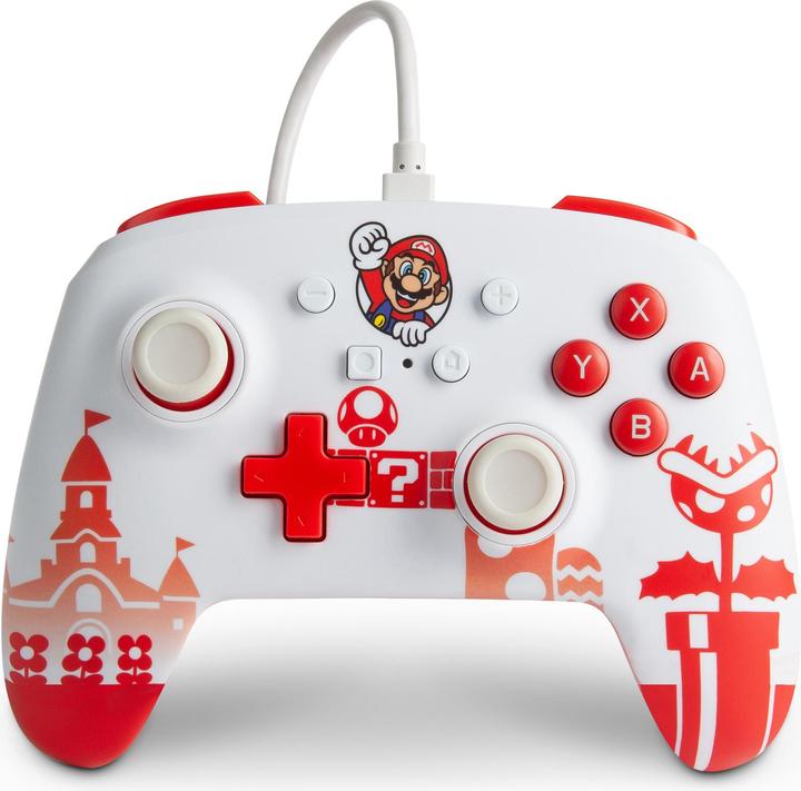 Produktbild PowerA Controller für Nintendo Switch (kabelgebunden, Mario Rot/Weiss, offiziell lizenziert) (Switch)