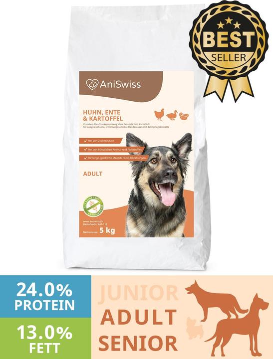 Produktbild Ani-Swiss Huhn, Ente + Kartoffel 24/13 (Adult, 12000 g)