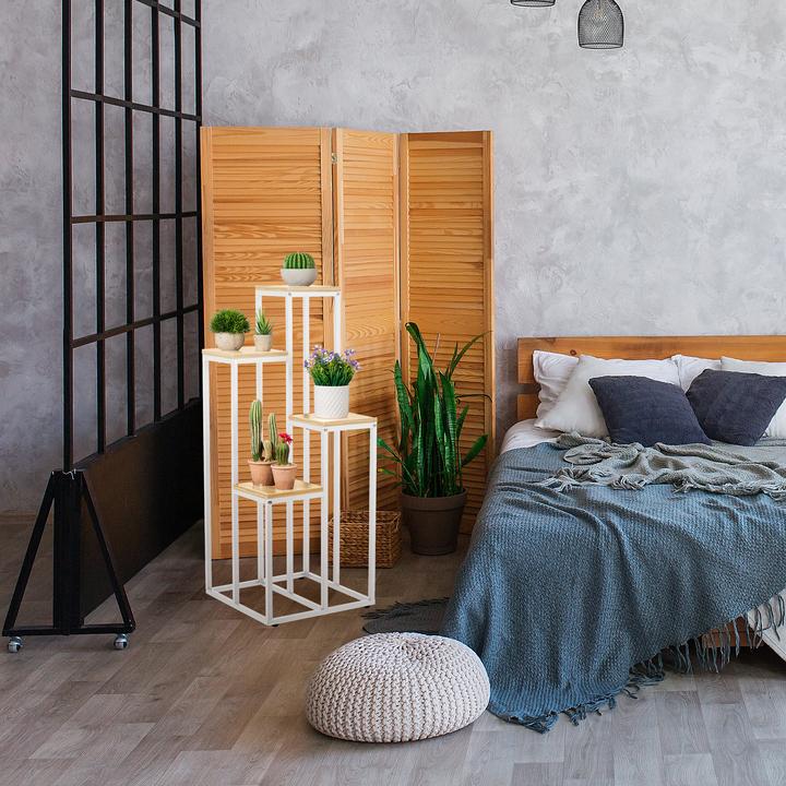 Image du produit Relaxdays Support pour plantes avec 4 étagères 80 x 40 cm, Nature/Blanc