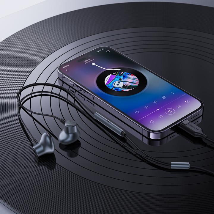 Image du produit Acefast Écouteurs intra-auriculaires L1 avec connecteur Lightning 1,2 m - noir (ANC, Filaire)
