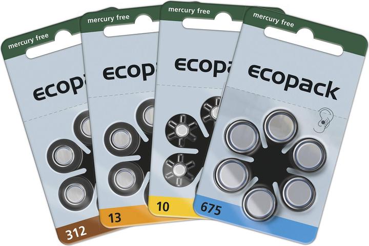 Produktbild Ecopack ECO10 Knopfzelle ZA 10 Zink-Luft 95 mAh 1.4 V 6 St. (6 Stk.)
