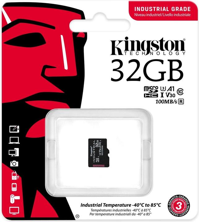 Actual product image Kingston microSDHC Industrial pSLC (32 GB, microSDHC, U3, UHS-I)