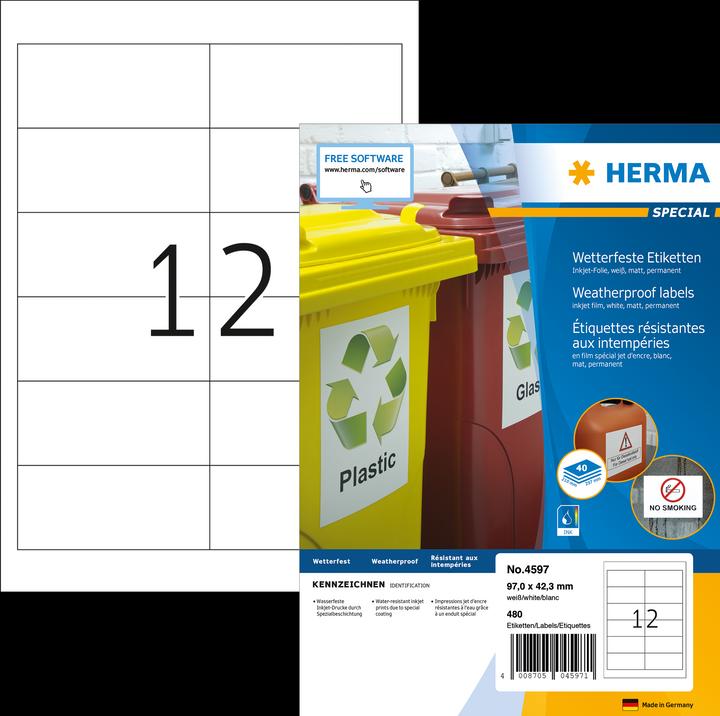 Produktbild HERMA Wetterfeste Inkjet Etiketten A4