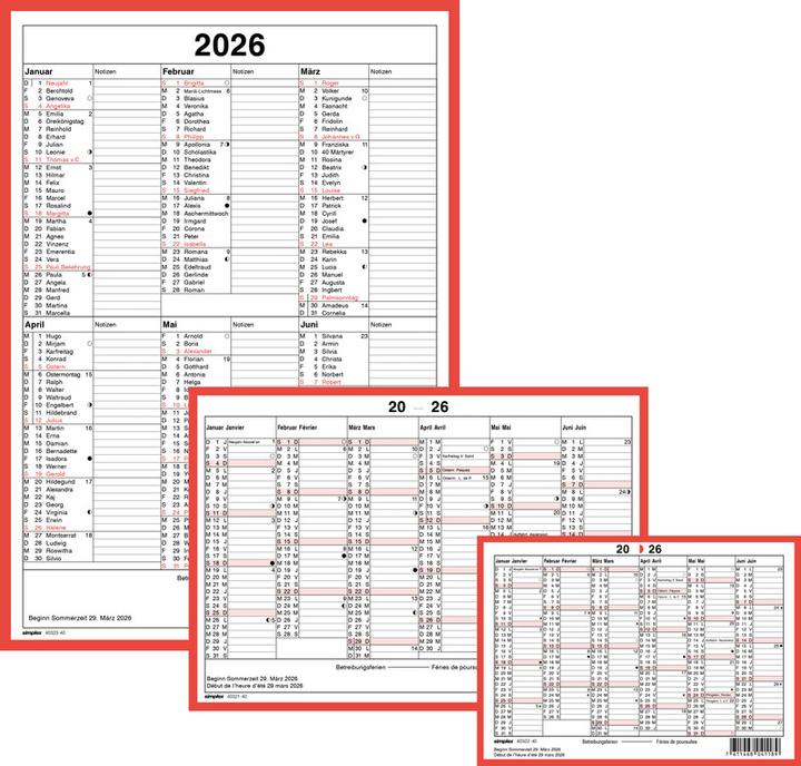 Produktbild Simplex Tafelkalender (A4, Harter Einband, Französisch, Deutsch)
