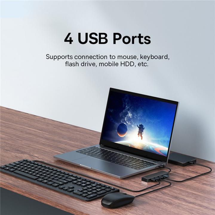 Produktbild Baseus 4in1 Hub UltraJoy Lite USB-A to USB 3.0 15 cm(black) (USB-A, 4 Ports)