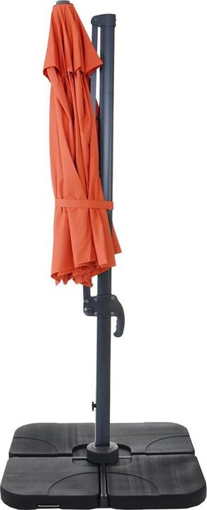 Produktbild Swisshandel24 Gastronomie-Ampelschirm, Sonnenschirm, rund Ø 3m Polyester Alu/Stahl 23kg, terrakotta mit Ständer - (3 m)