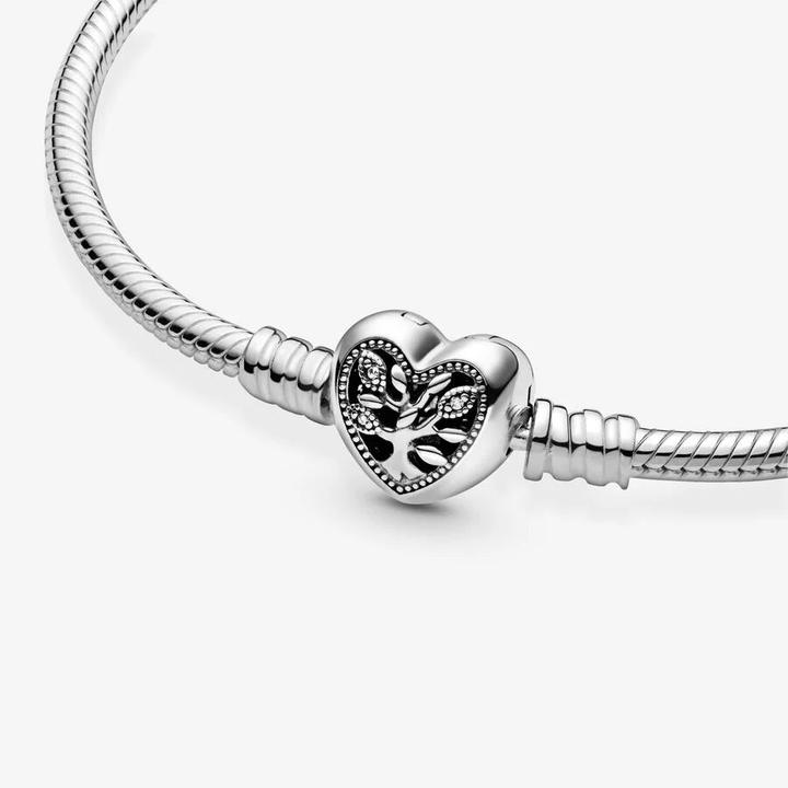 Produktbild Pandora Snake Chain Heart Clasp Armband (1.90 cm, Silber 925, Emaille)