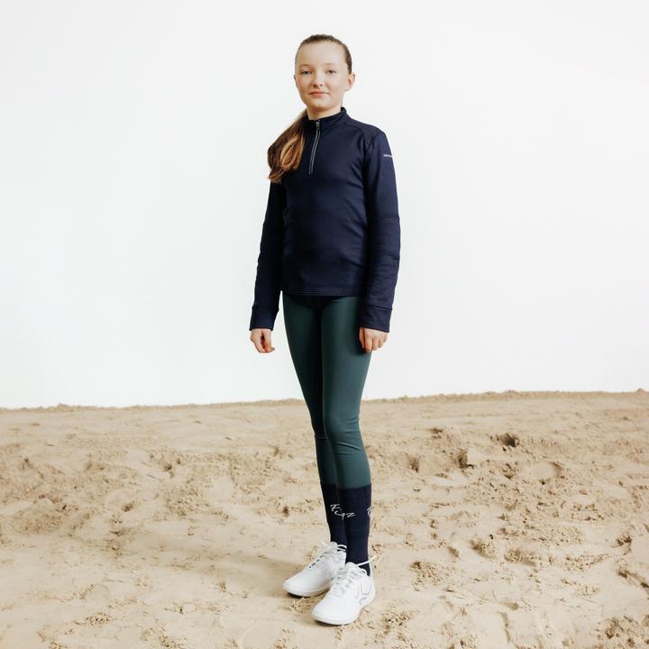 Produktbild Fouganza Reit-Poloshirt 500 langarm Kinder blau (140)